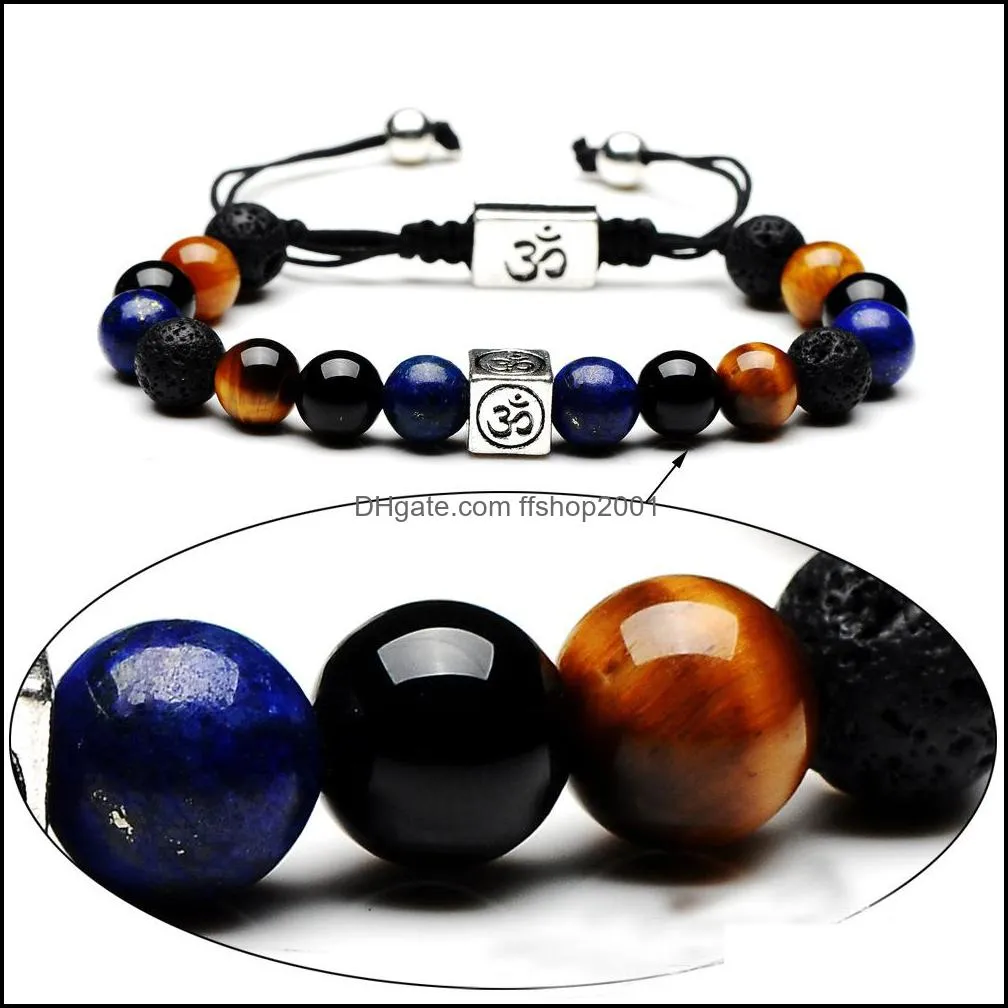 yoga beads bracelet for women men handmade natural stone beaded bracelets braided rope bangle fashion jewelry m189r f