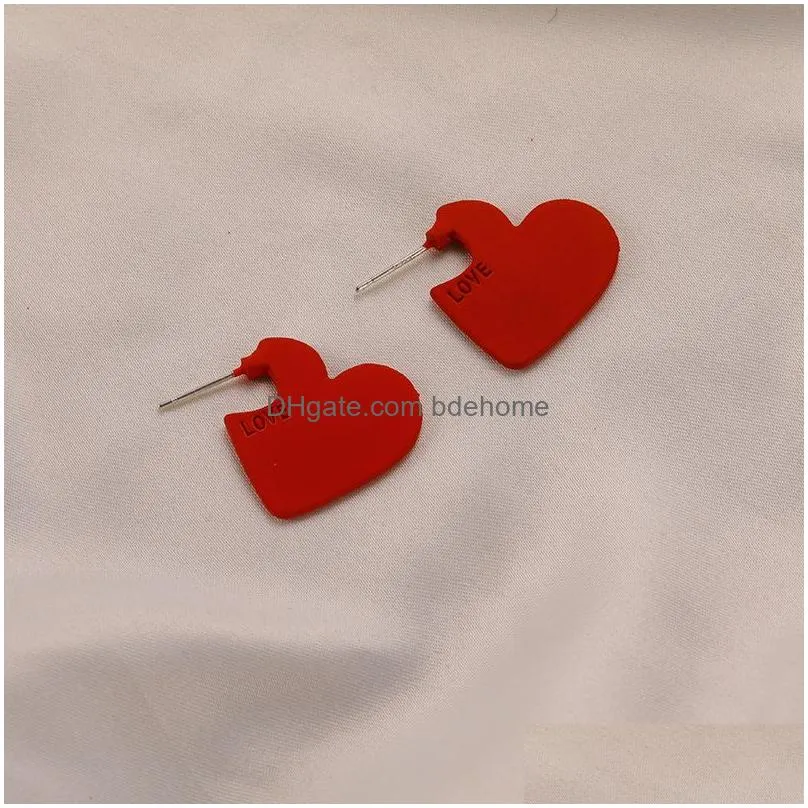 fashion jewelry s925 silver needle earrings cute love heart simple stud earrings