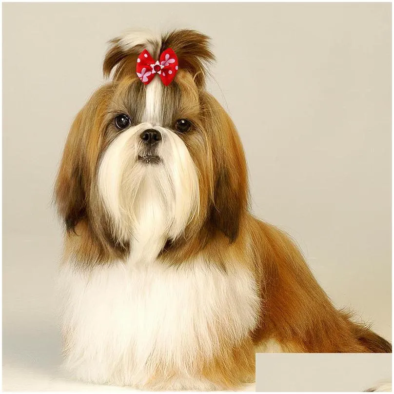 fashion dog bows diamond dot style dog hair accessories small dog cat bow tie cat hair bows bowties hair ornaments