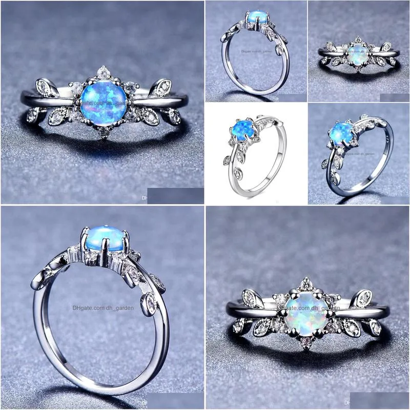 5 pcs lot mother gift full blue fire opal gems 925 sterling silver for women ring russia american weddings ring jewelry gift