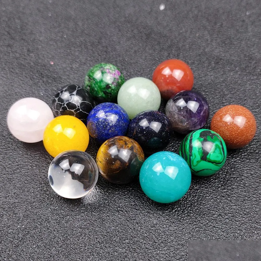 16mm polished loose reiki healing chakra natural stone ball bead palm quartz mineral crystals tumbled gemstones hand piece home decoration accessories good