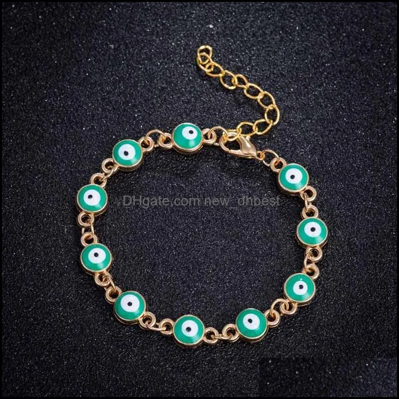 enamel blue evil eye charm bracelets for women men turkish eye gold chains adjustable bracelet bangle fashion jewelry in bulk