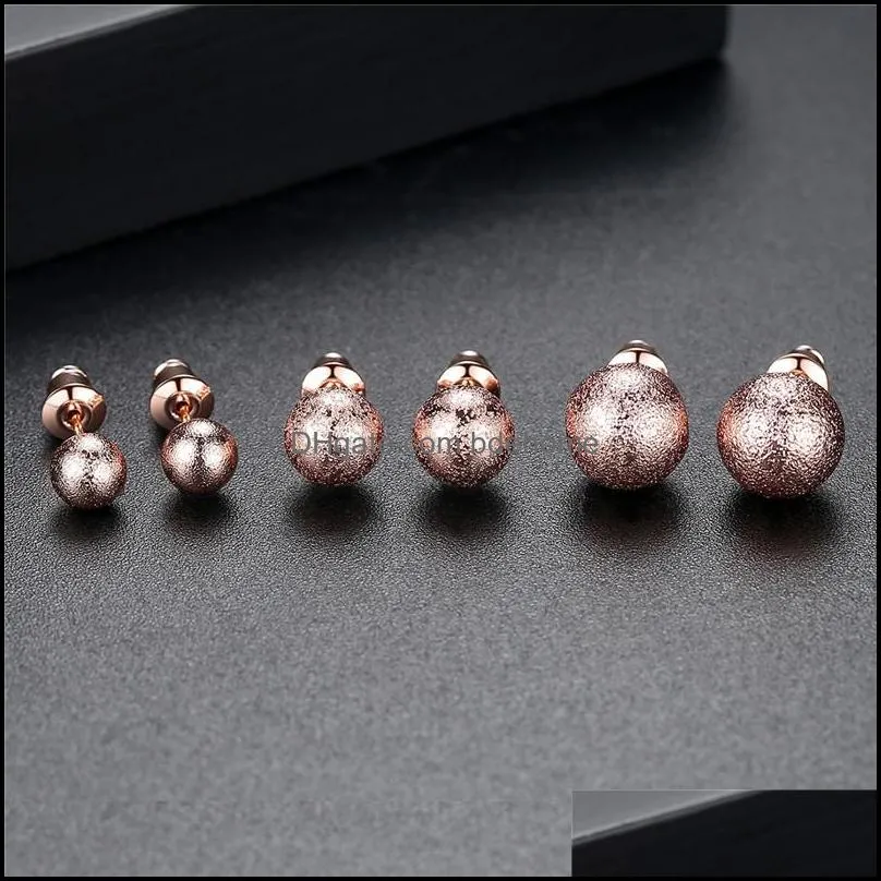 fashion frosted ball earring copper ball studs earrings silver gold earrings for women with ball diameter 5mm to 10mm