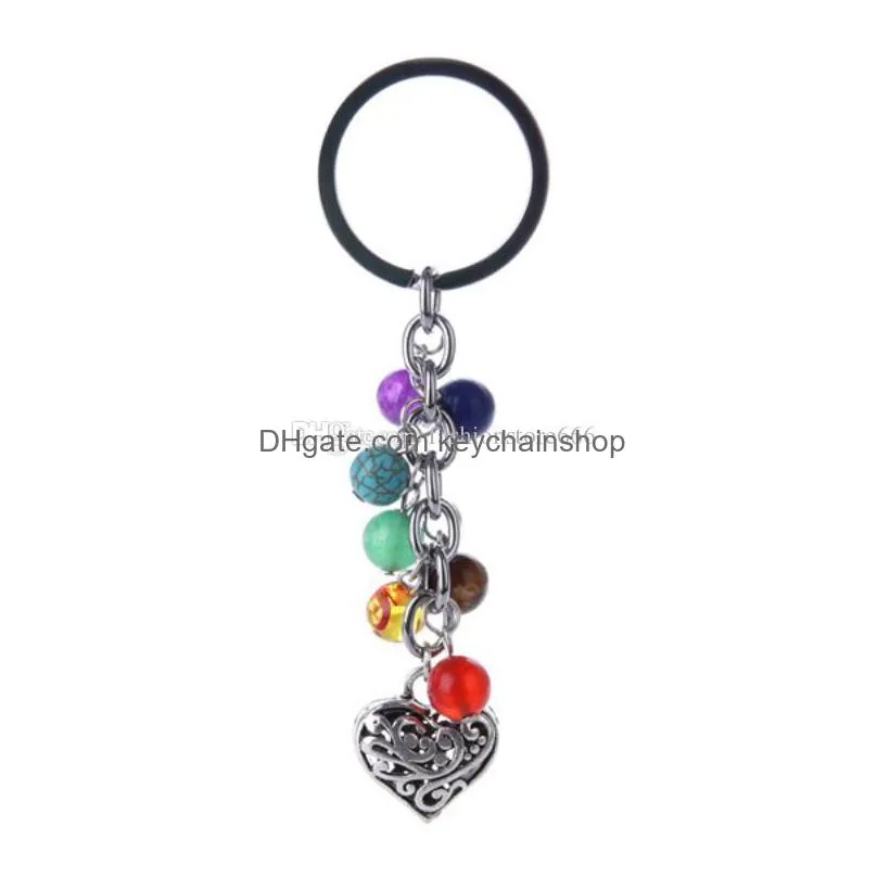 11 style boutique desige colorful highgrade car key ring tree of life 7chakras gemstone natural stone beads loves gift