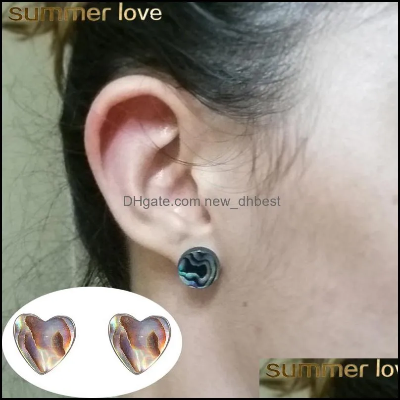 heart shape abalone shell stud earrings for women shell abalone round beads shell stud earrings fashion jewelry 2019