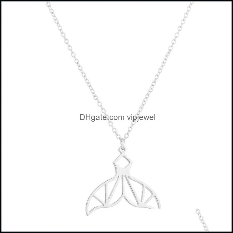  design stainless steel animal pendant necklace fashion for women whale tail fish nautical charm origami mermaid tails necklaces