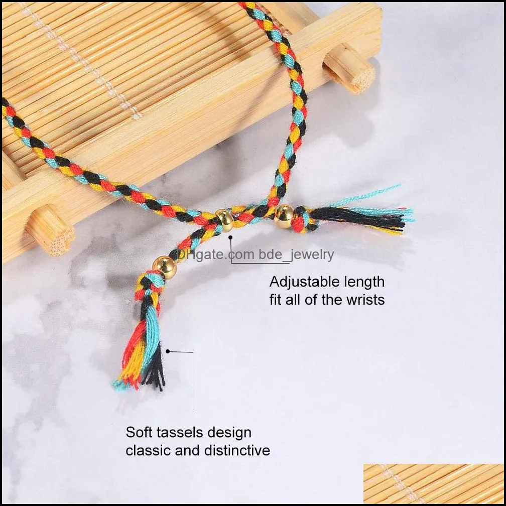 handmade braided rope bracelet charm with friendship card for women girls fashion designer polyester thread bracelets beach jewelry