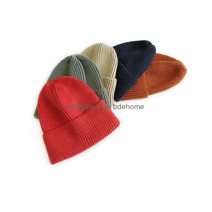 autumn winter adult knitted hat candy color caps man women knitting skull beanies warm hats