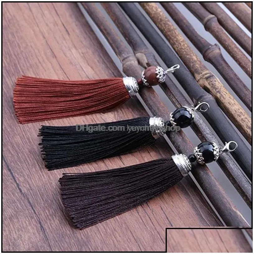 key rings reflective tassel keychain holder chain keyring charm for bag pendant trim chains jewelry decor drop delivery ot4lu