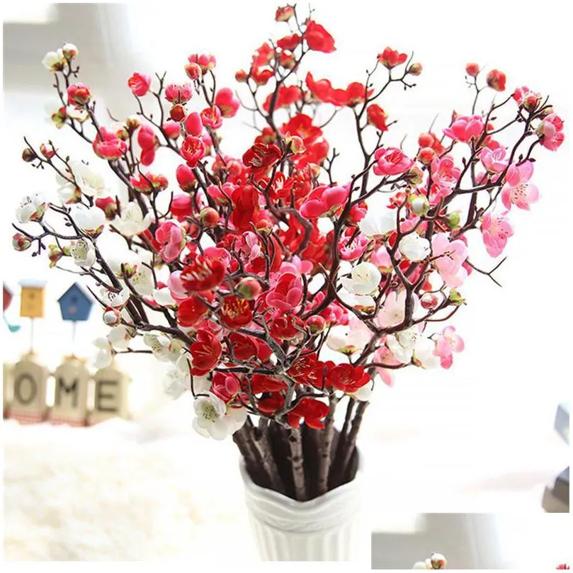 artificial flowers diy silk fake flowers plum blossom floral wedding bouquet home decor bouquet flores fake flower