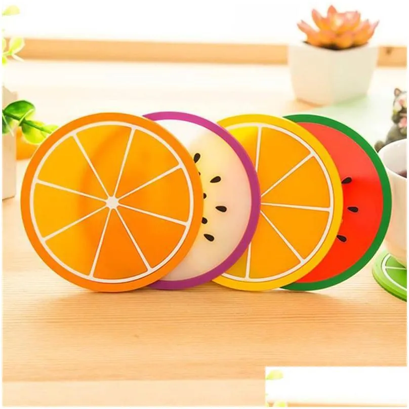 cute fruit shape coaster silicone cup pad slip insulation pad cup drink holder placemats for christmas kitchen table