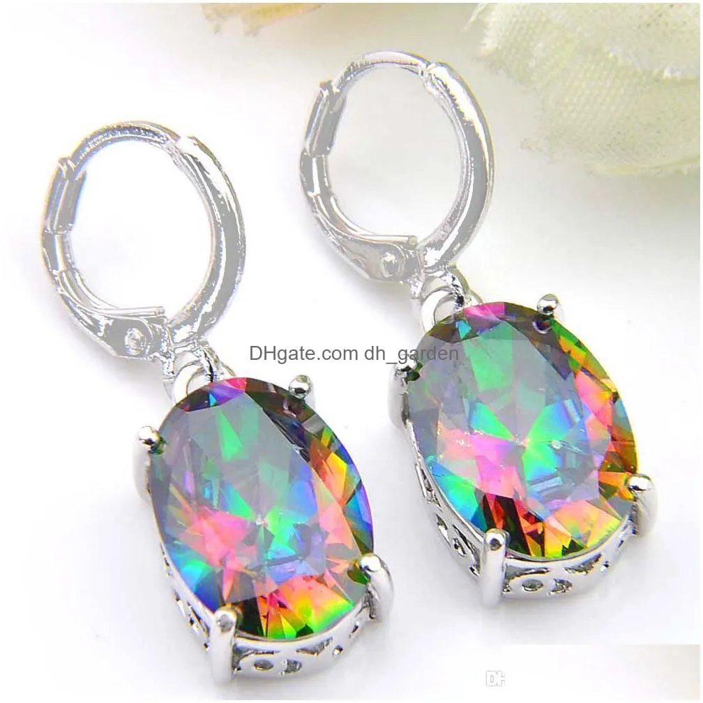 top fashion sale jaquetas femininas fashion lady 925 sterling silver plated colourful for women ellipse zircon earring 