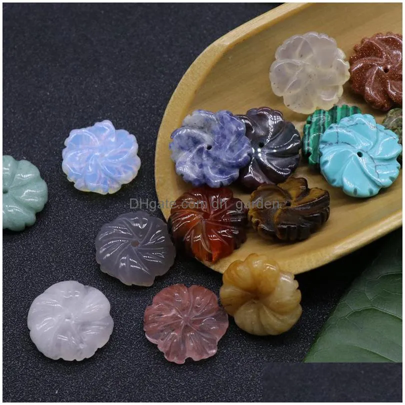 20mm carved flowers loose beads stone natural rose quartz turquoise stone naked stones diy jewelry acc
