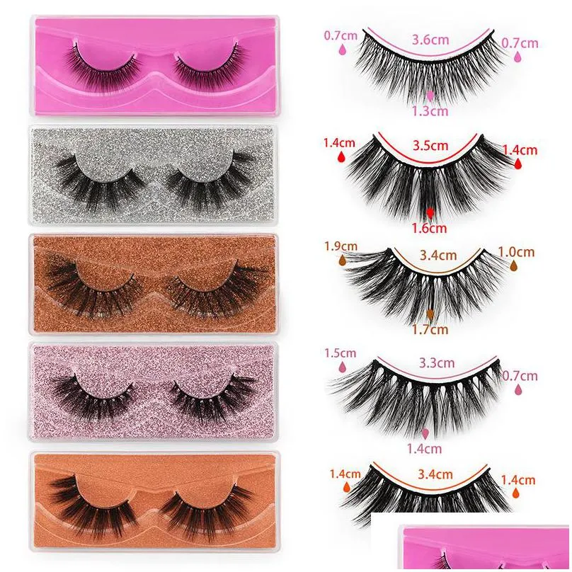 3d thick eyelashes colorful false eyelash 10 pairs each box natural long wholesale makeup fake lashes