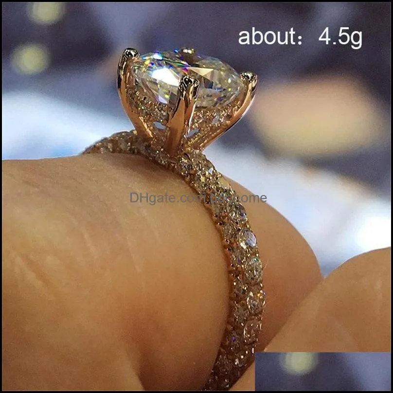 fashion beautiful silver crystal zircon ring size 5/6/7/8/9/10 engagement wedding band rings high quality for bride women