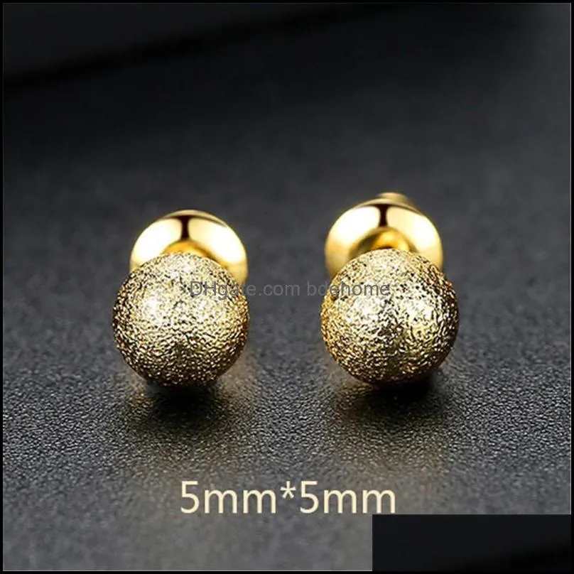 fashion frosted ball earring copper ball studs earrings silver gold earrings for women with ball diameter 5mm to 10mm