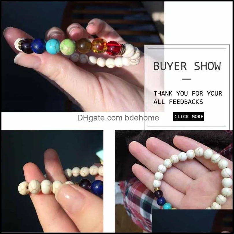 7 chakra healing beaded bracelet 8mm natural lava stone tiger eye bead bracelet for women men 2018 fashion yoga wholesale jewelry