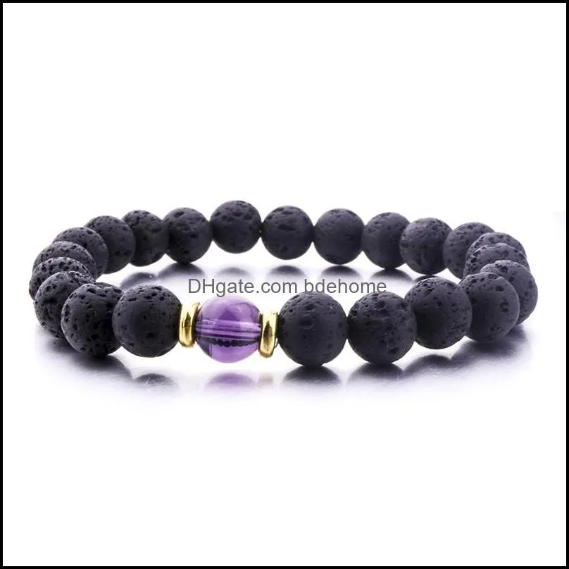 silver gold color natural black lava stone turquoise tigers eye bracelet vaolcano stone aromatherapy  oil diffuser bracelet