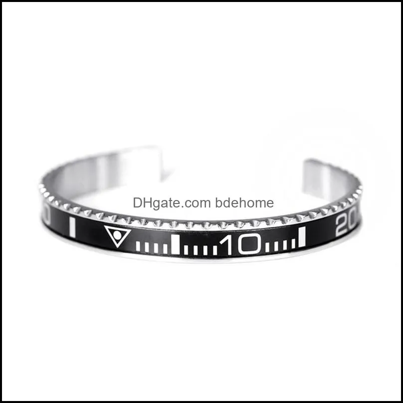 fashion vintage plated sliver index dial cuff bangle bracelet for men women stainless steel bracelet jewelry 20211224 t2