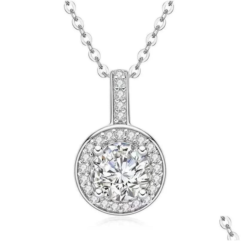 other luxury 1 d color vvs1 round moissanite pendant necklace 925 sterling silver full diamond charm giftother