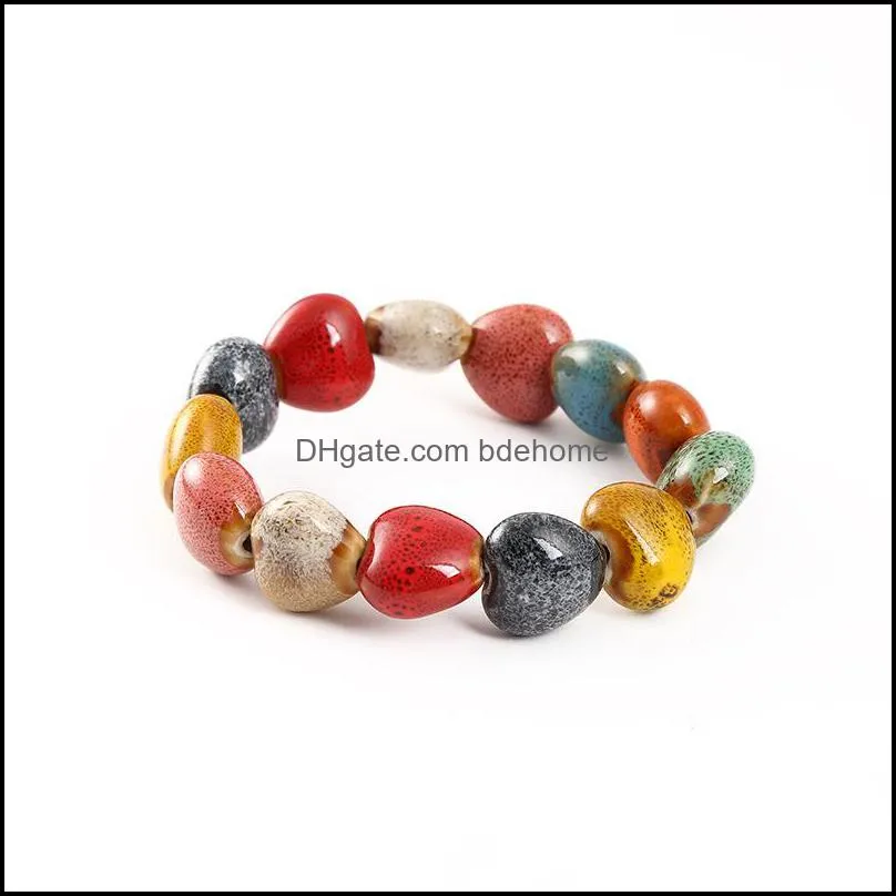 brand ceramic jewelry flower glaze beaded bracelet ladies national wind jewelry fb030 mix order 20 pieces a lot beaded strands c3