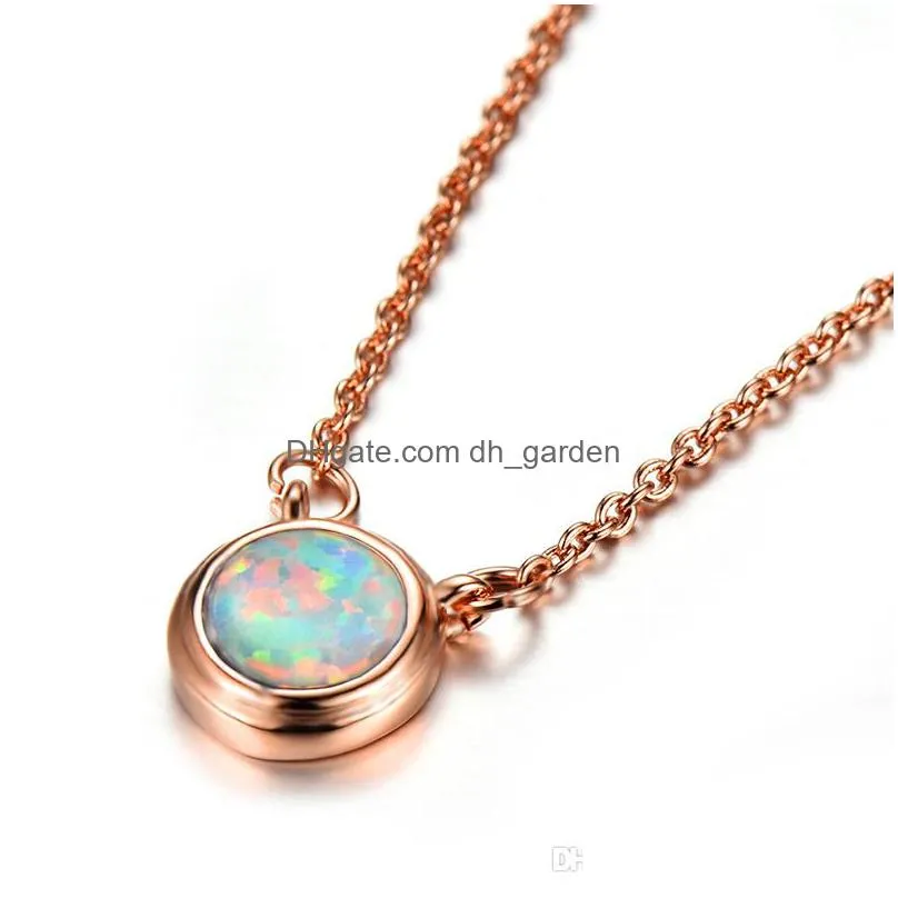 luckyshine 5 pcs top quality round fine blue white opal gemstoe silver pendants womens rose gold charm necklace pendants jewelry