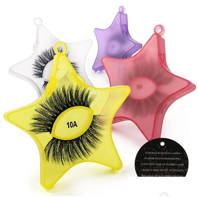 1 pair exaggerated thick eyelashes with stars case 3d natural mink lash colorful false eyelash tapared crisscross winged makeup wholesales