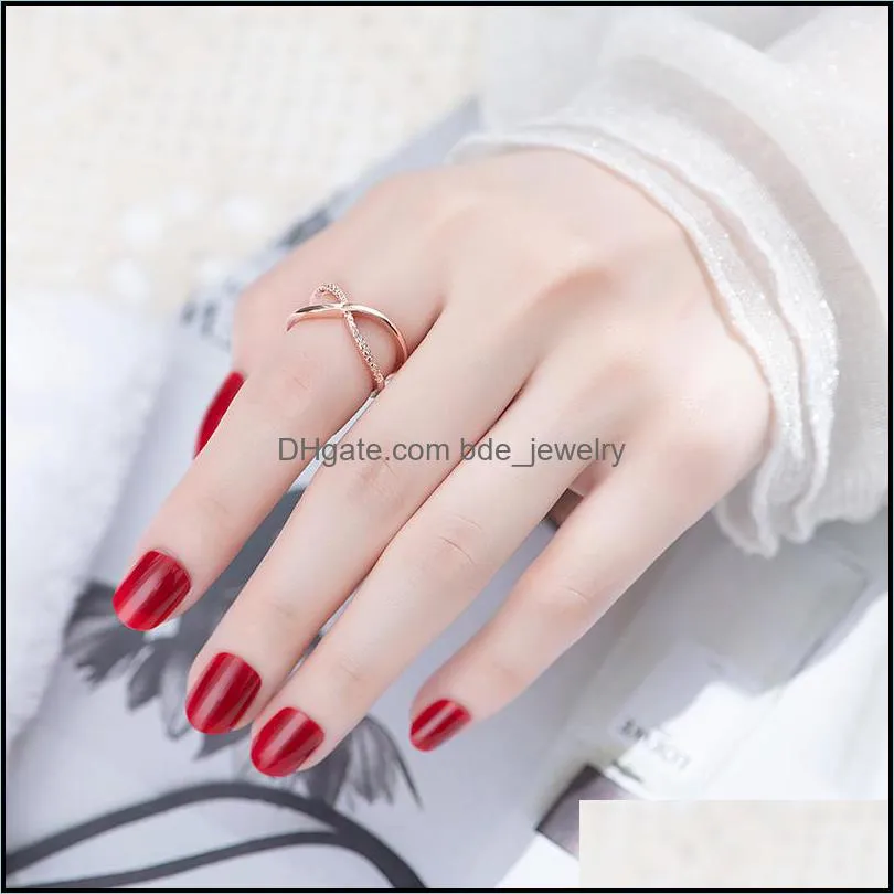 2019 cz infinity symbol cuff ring micro inlayed cubic zircon ring for women gold silver engagement wedding finger ring jewelry gift