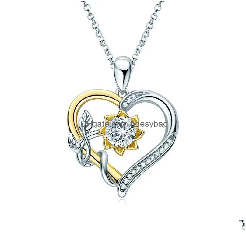 pendant necklaces trendy 925 sterling silver 1ct d color vvs1 moissanite heart necklace for women jewelry sunflower clavicle