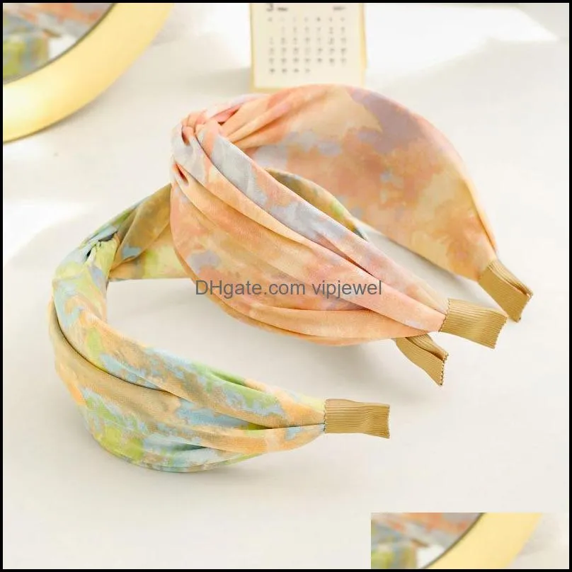 classic vintage headbands tiedye big knotted hairband headband fashion women print hoop hair accessories