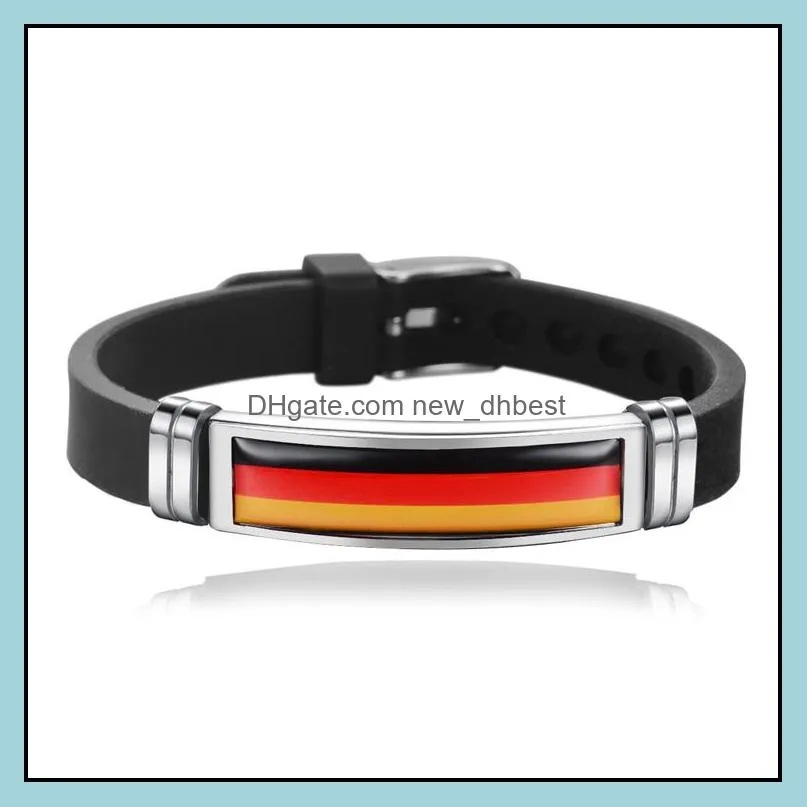 national flag silicone bracelets spain germany england australia brazil wristband men bracelets fitness sporty jewelry size adjustable