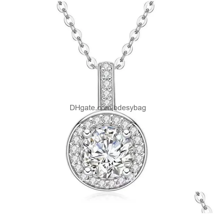 other luxury 1 d color vvs1 round moissanite pendant necklace 925 sterling silver full diamond charm giftother