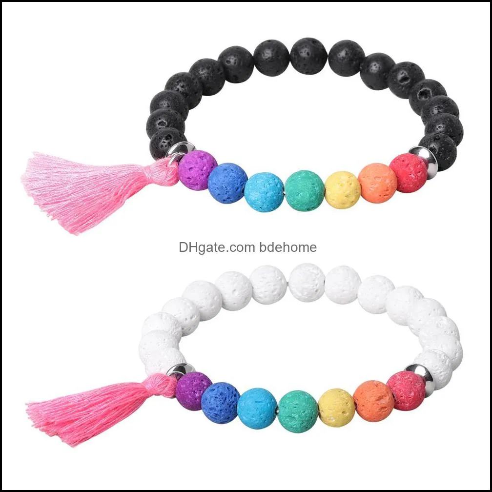 natural lava stone bead 7 chakra bracelet diy volcano essential oil diffuser bracelet for women jewelry