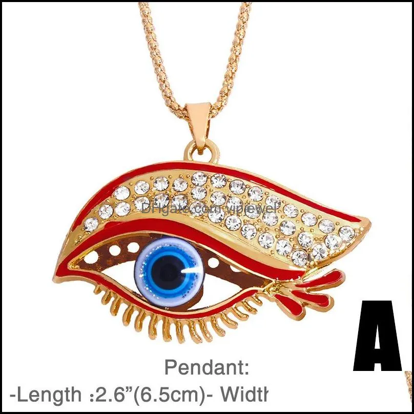 trendy evil demon eye pendant necklace alloy sweater chain turkey blue eyes fatima hand drop necklaces for women