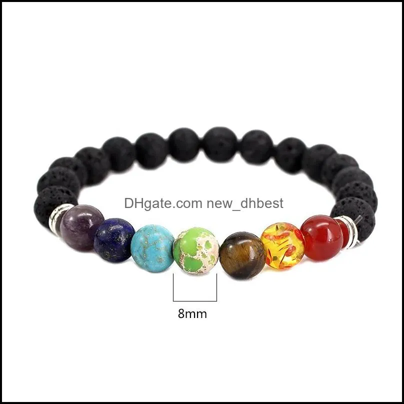  7 chakra bracelets black lava healing balance beads buddha prayer natural stone yoga bracelet for men women