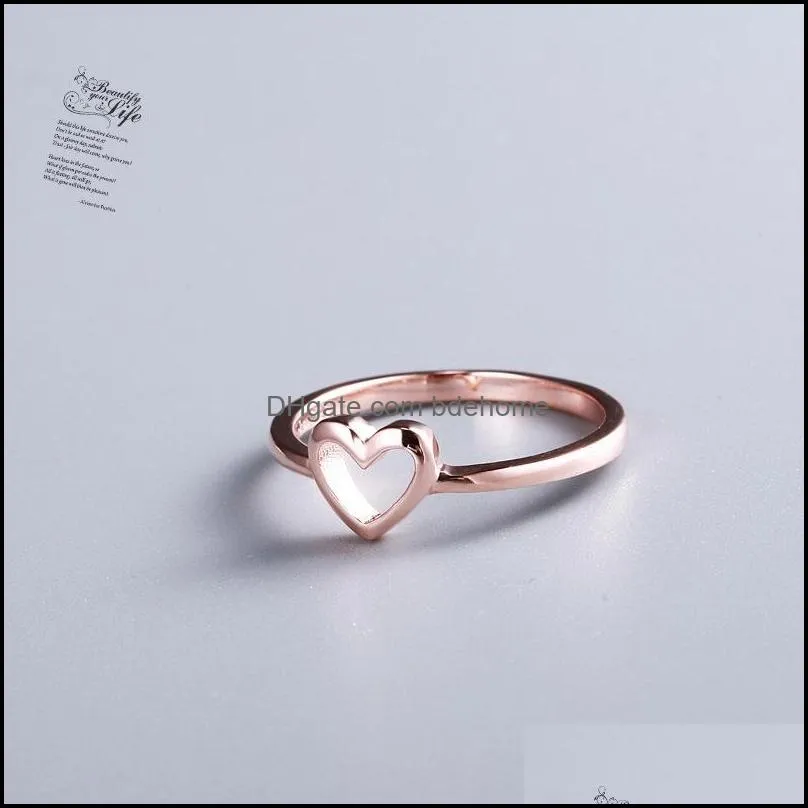 minimalist cute rose gold heart shaped bridesmaid wedding ring for woman fashion lover friendship rings wholesale engagement girl