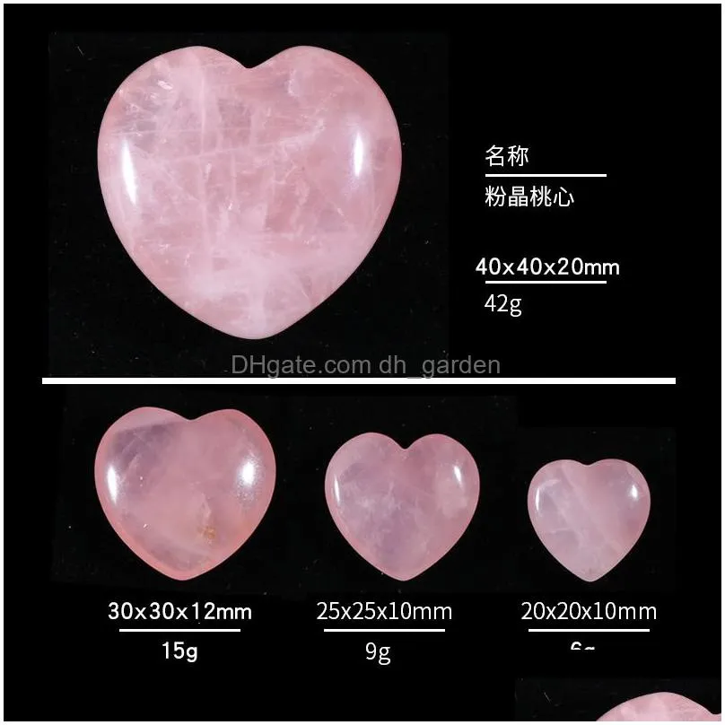 carved 20mm 25mm 30mm pink natural stone heart ornaments crystal minerals reiki healing rose quartz diy gifts citrine home decor