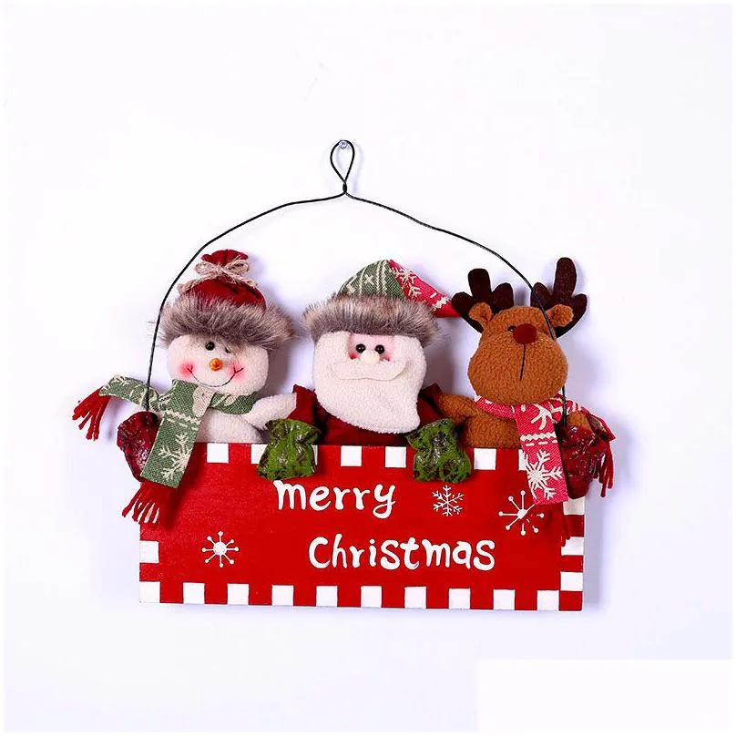christmas decorations diy wooden deer doorplate pendants decoration wood crafts tree ornaments home decor supplies 30x23.5 cm