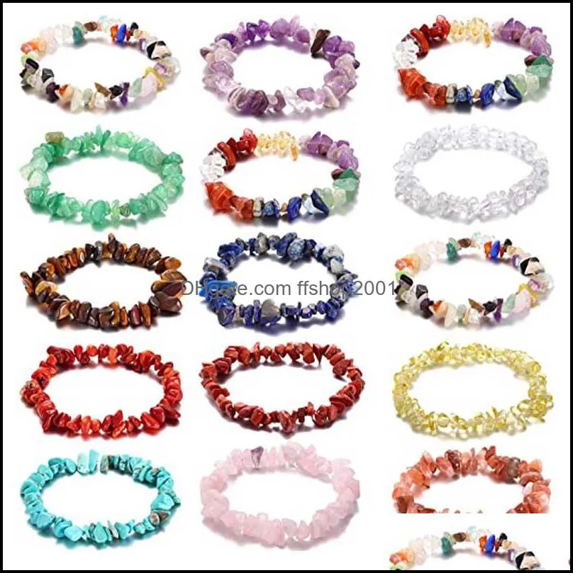 irregular beads bracelet handmade natural gemstone bracelets chakra crystal stretch bangle jewelry for women girls accessories