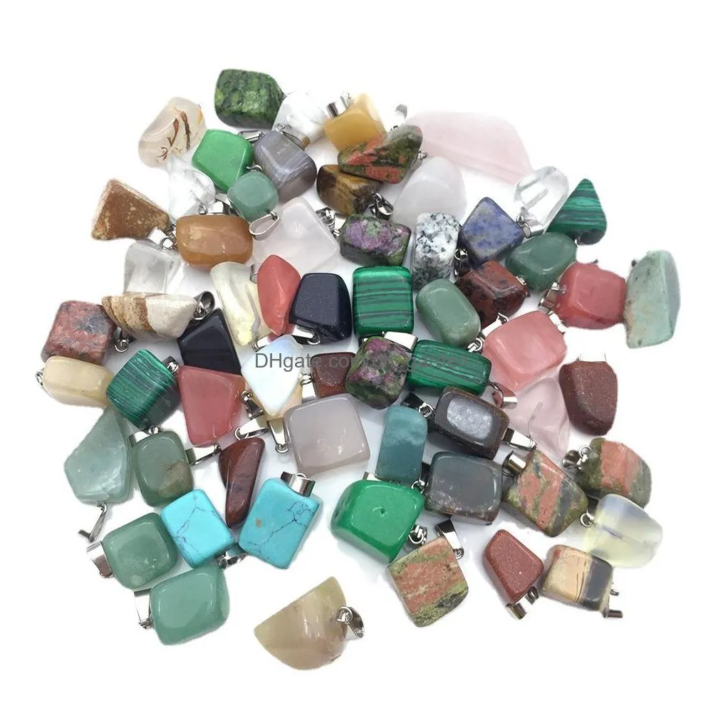 natural stone charms irregular shape beads pendant rose quartz healing reiki crystal finding for diy necklaces women fashion jewelry