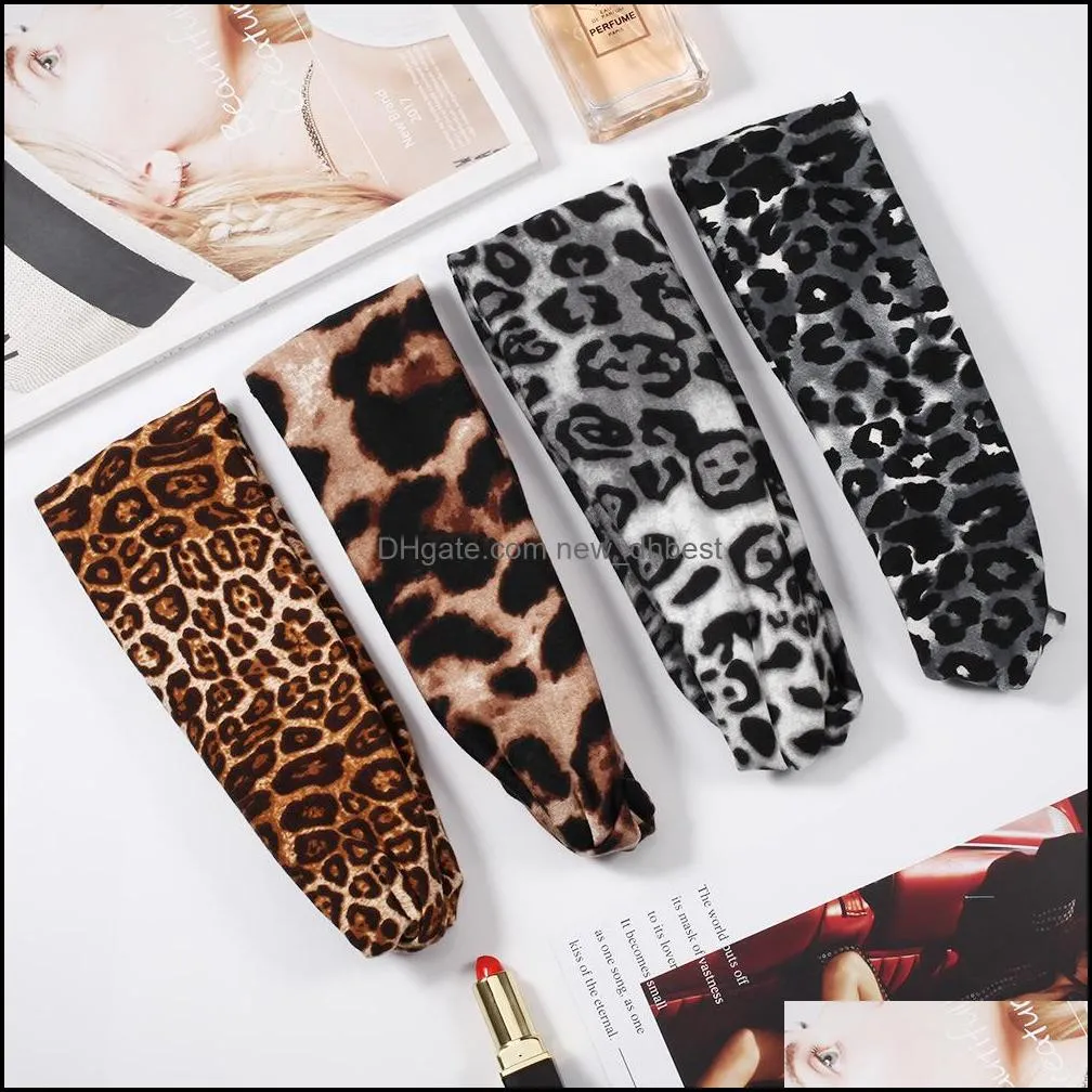  leopard print designer headband turban for women stretch twisted knot sport yoga wrap head bands scarf hair accessories