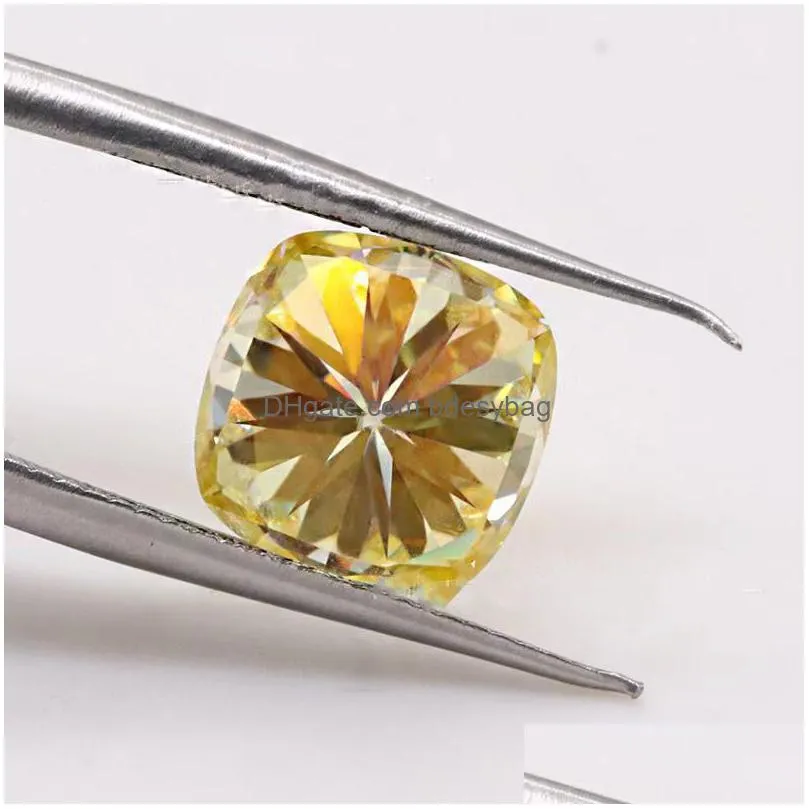 other 13 carat lemon color vvs1 cushion moissanite loose stones pass diamond test gra lose gemstone for diy jewelry ringother