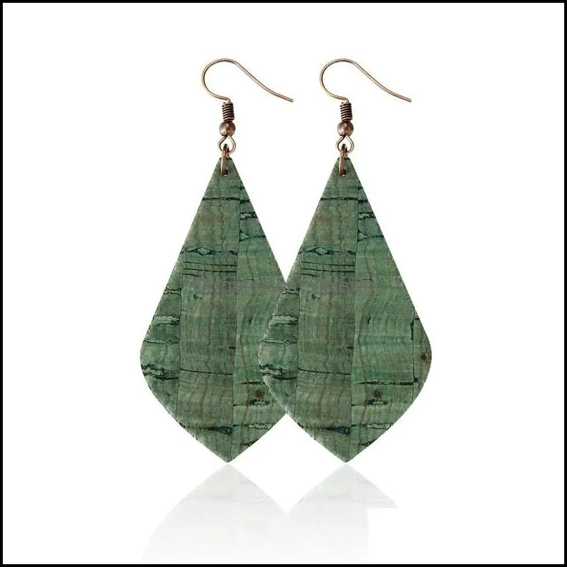 imitation wood grain leather earrings 4 color doublesided drop earring unique design leather earrings for women girls jewelry of