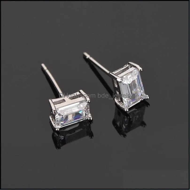 cubic zirconia stud earrings for girl student heart round square star waterdrop shape princess a week 7 styles earring
