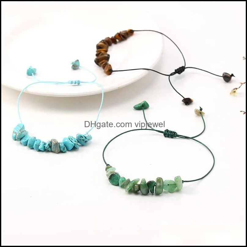  est natural gravel stone beaded bracelet fashion jewelry for women men colorful handmade braided rope geometry stone charms bracelet