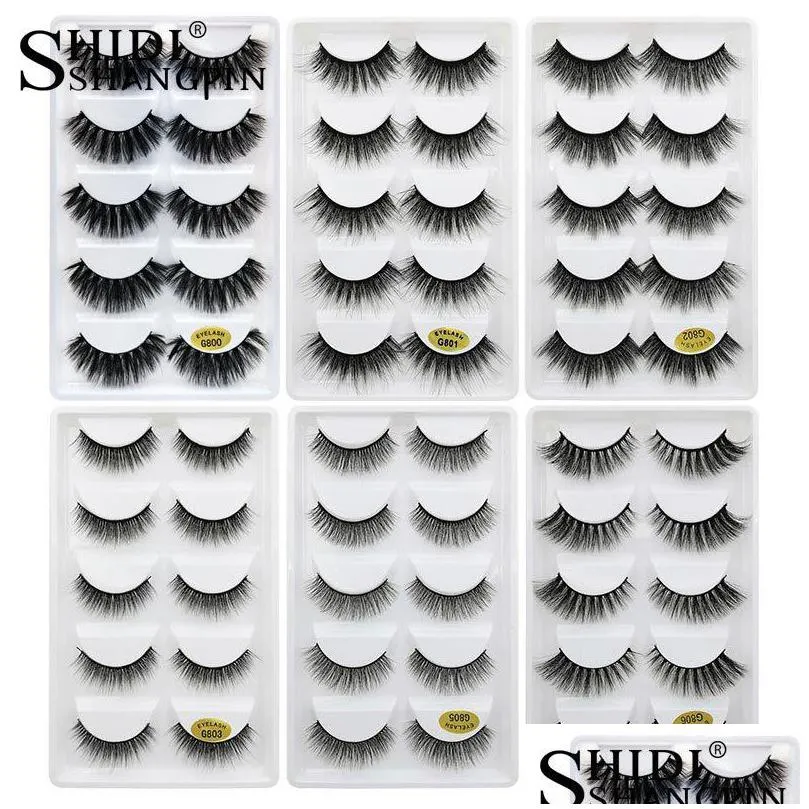 5 pair eyelashes 3d mink lashes soft thick eyelash g800 crisscross winged natural long no fall off makeup wholesale lash