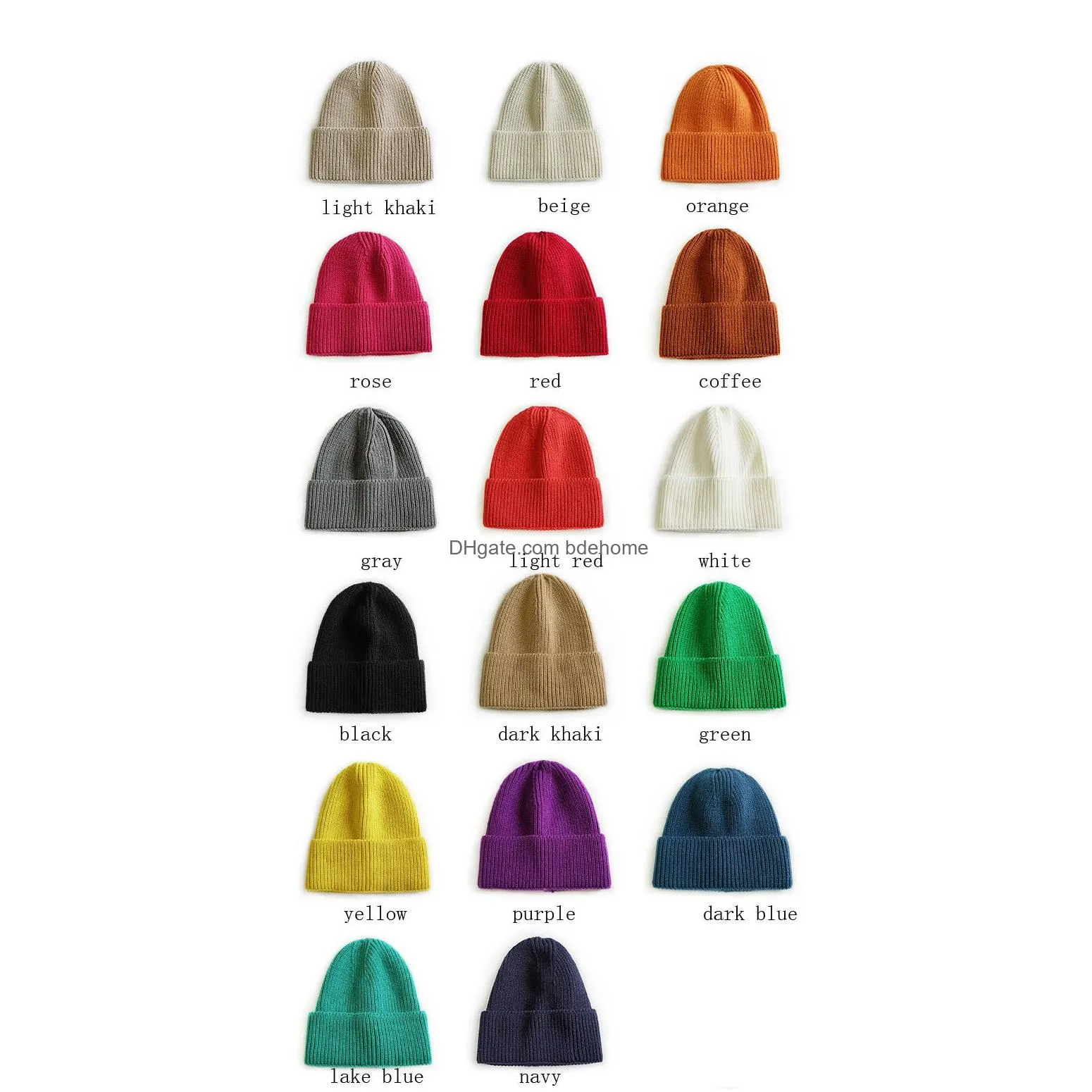 autumn winter adult knitted hat candy color caps man women knitting skull beanies warm hats