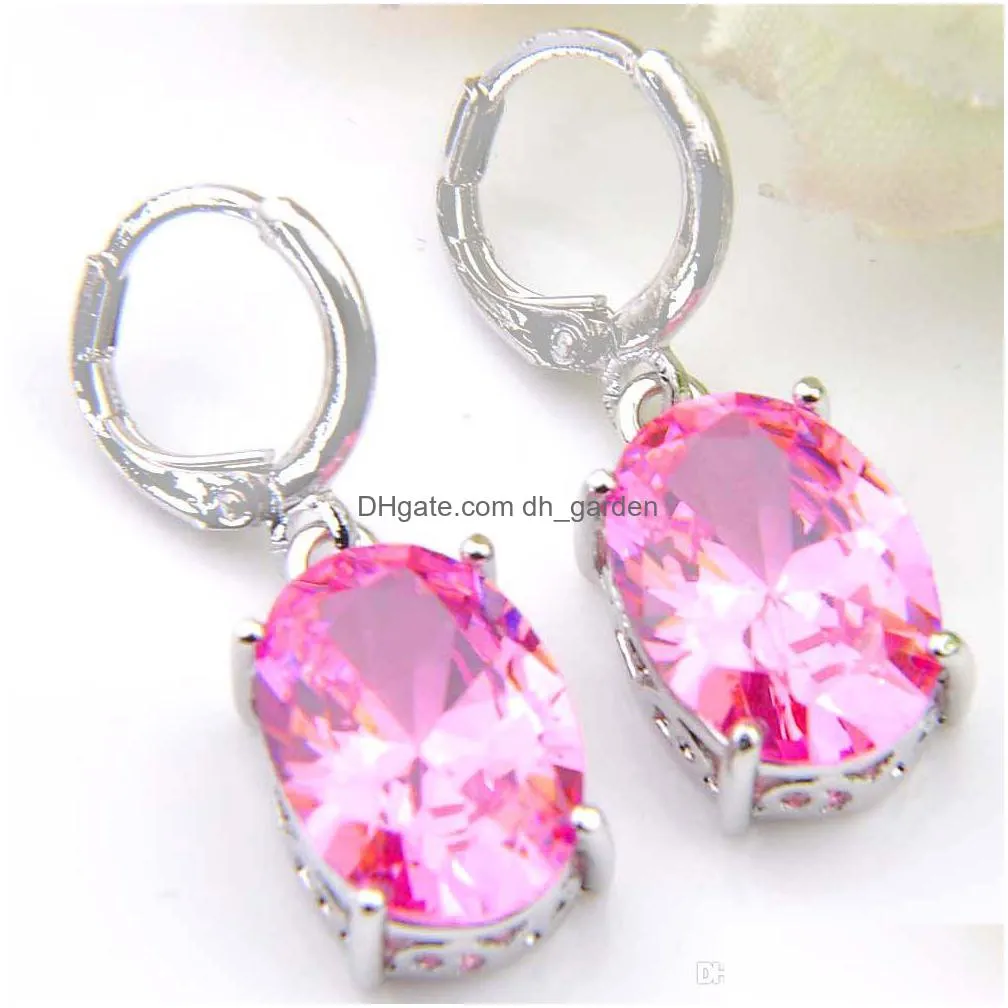  est jewelry colorful oval morganite kunzite garnet earrings silver gorgeous for women jewelry drop earrings 