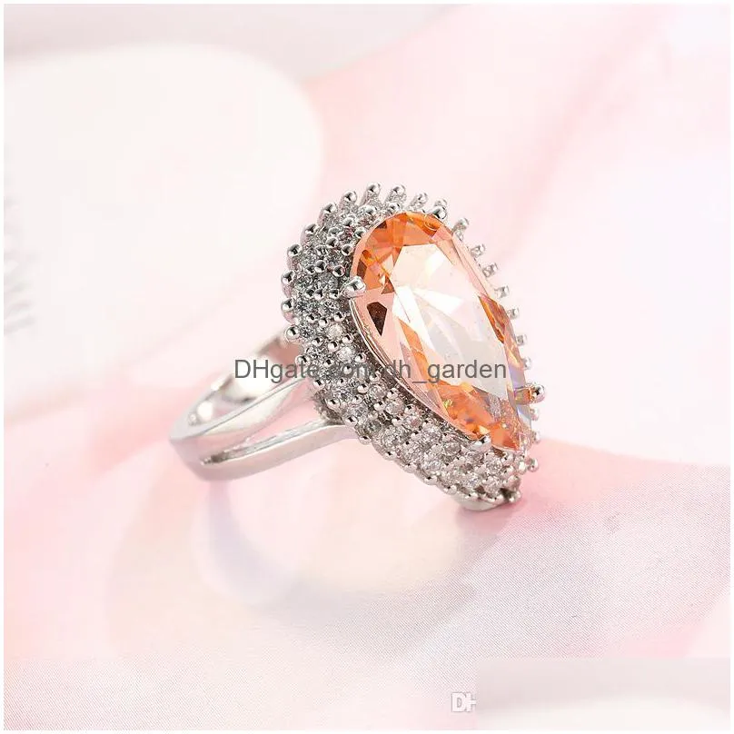 2017 special offer top fashion exquisite ring champagne citrine 925 sterling silver finger rings crystal jewelry