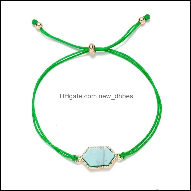 sparkling crystal quartz druzy bracelet colorful geometry natural stone wax rope chain bracelets bangles for women summer beach